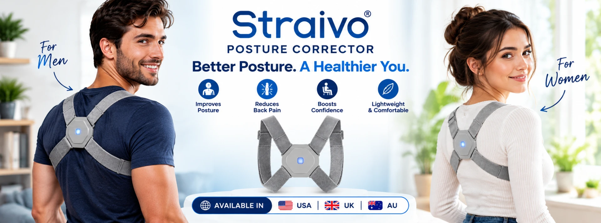 Straivo for men and women, available in USA, UK and AU